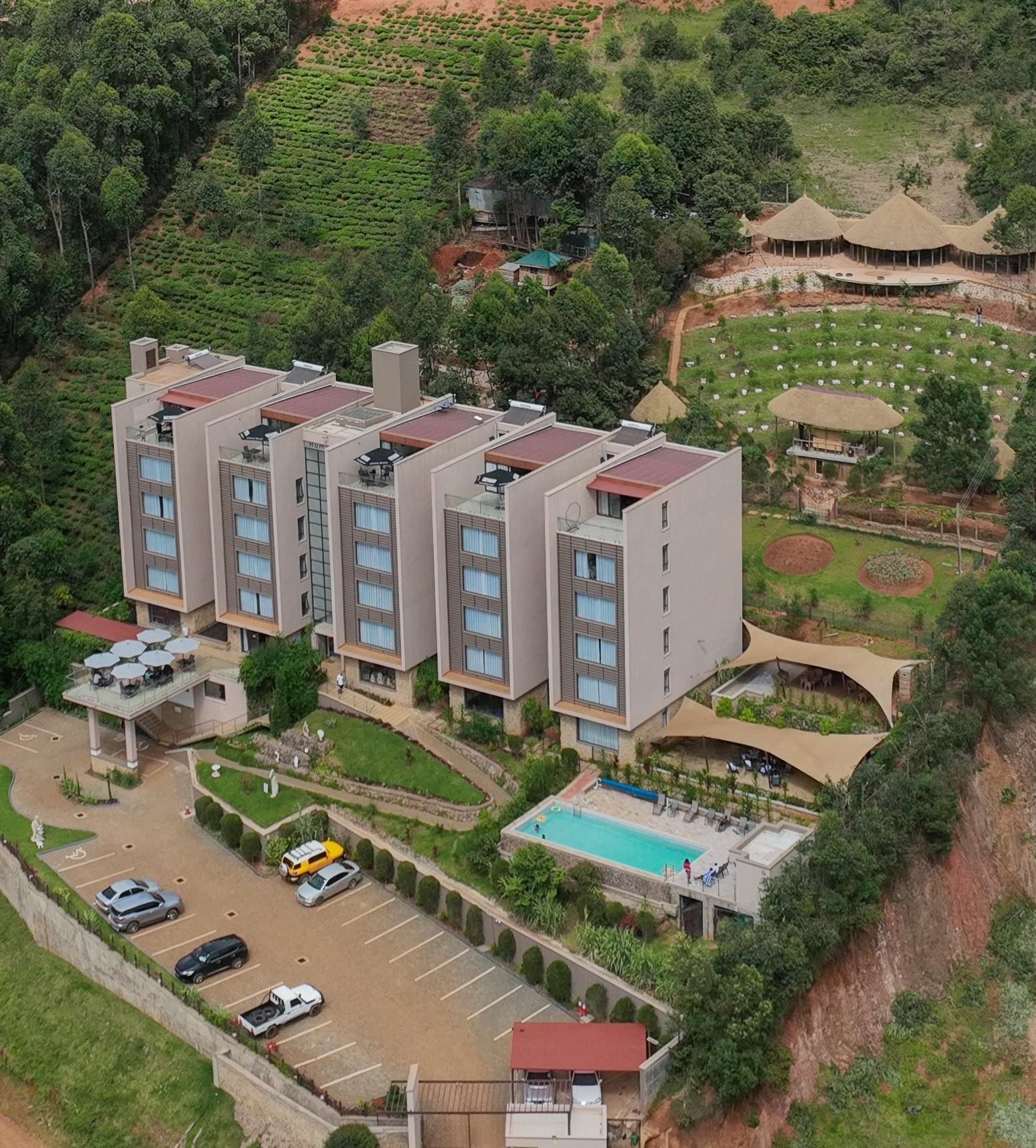 Humphreys Hill House aerial view with pool